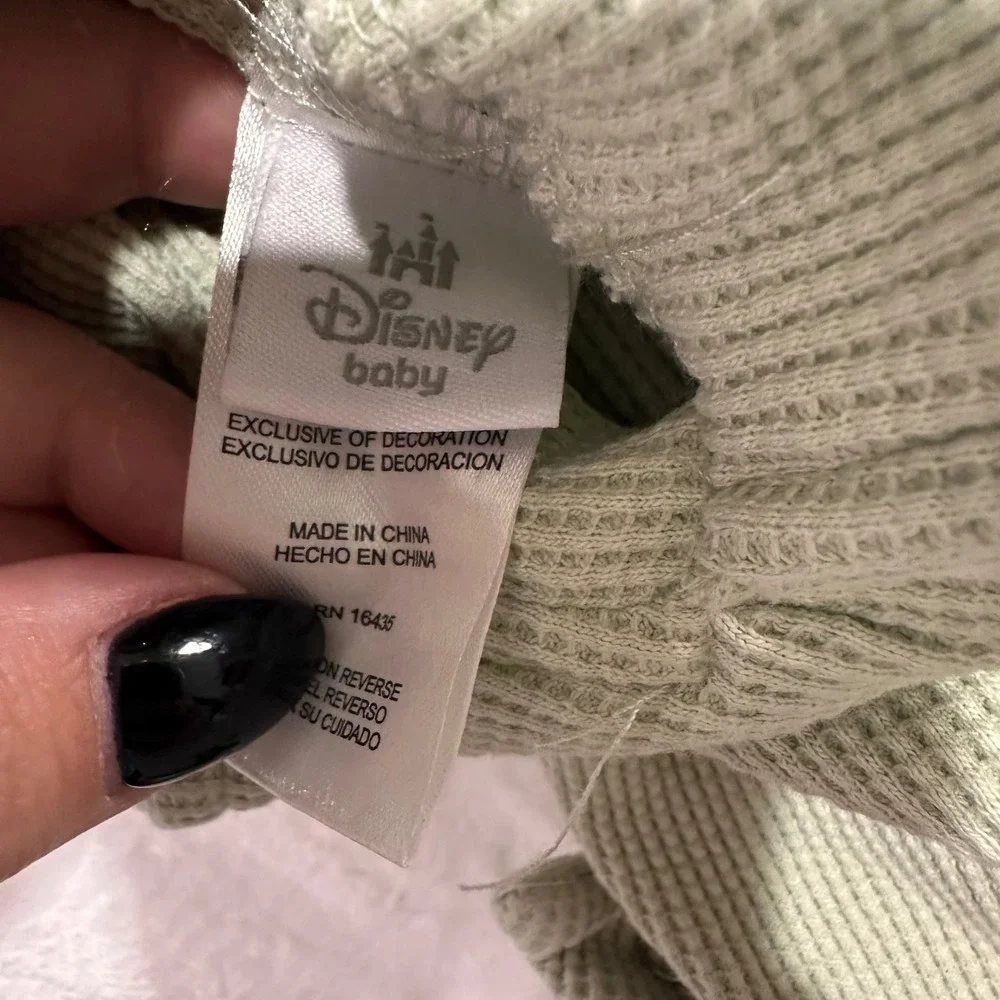 Disney Baby Mickey Mouse Pluto Overalls 3-6M Green Waffle‎ Knit organic Cotton